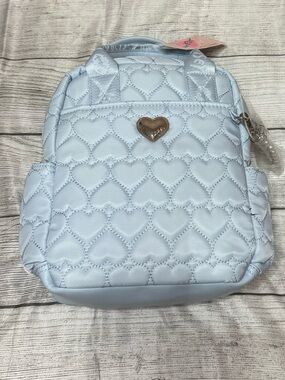 Betsey Johnson Baby Blue Quilted Heart Mini Backpack
